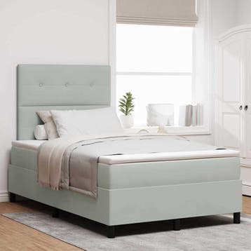 vidaXL Boxspringbed met hoofdeinde Lichtgrijs 120 x 200 cm, Verzenden, Nieuw, Stof