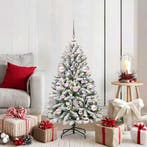 vidaXL Kunstkerstboom met 150 LED Groen en Wit 120 cm PVC en, Diversen, Kerst, Verzenden, Nieuw