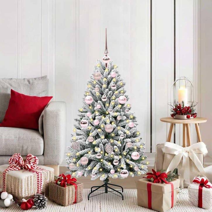 vidaXL Kunstkerstboom met 150 LED Groen en Wit 120 cm PVC en, Diversen, Kerst, Nieuw, Verzenden