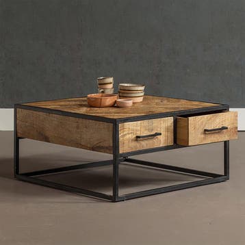 Salontafel Mangohout Gwenn 80x80 cm, Verzenden, Nieuw, Industriële meubels, Overige vormen