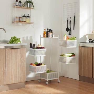 [en.casa] Keukentrolley Sunndal met 5 manden 94,5x27x27 cm w, Verzenden