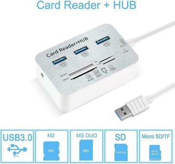 USB 3.0 Hub 3 Poorten Splitter &amp; Geheugenkaartlezer, Ophalen of Verzenden, Nieuw, Compudata