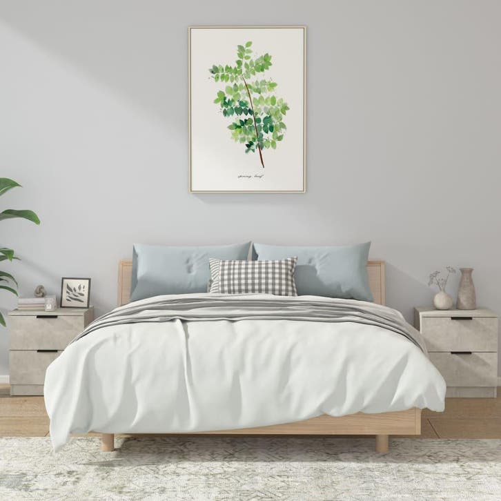 vidaXL Nachtkastjes 2 st bewerkt hout betongrijs, Huis en Inrichting, Slaapkamer | Nachtkastjes, Nieuw, Minder dan 45 cm, Hout