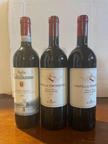 2019 x2 Castello Fonterutoli Gran Selezione & 2021 Badia a, Nieuw