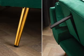 Retro slaapbank BOUTIQUE 215cm smaragdgroen fluweel 3 zits, Ophalen of Verzenden, Nieuw