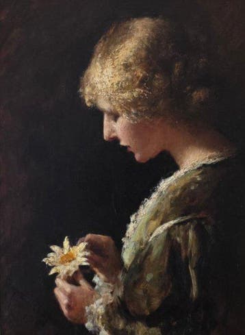 Henry Thomas Schäfer (1833-1916) - Dame met bloem, Antiek en Kunst