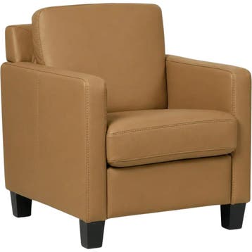 Leren fauteuil Smart - Toledo Camel (bruin) - Poten hout, Huis en Inrichting, Nieuw, Ophalen of Verzenden, Bohemian, Eigentijds, Modern, Retro
