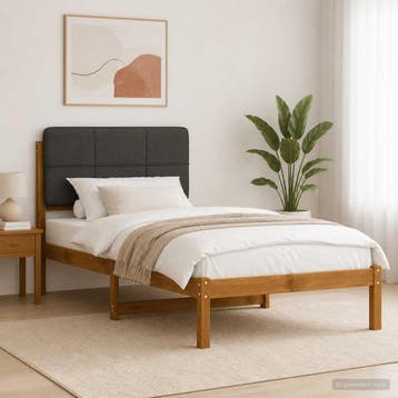 vidaXL Bedframe met gestoffeerd hoofdbord Naturel en, Huis en Inrichting, Verzenden, Nieuw, Hout
