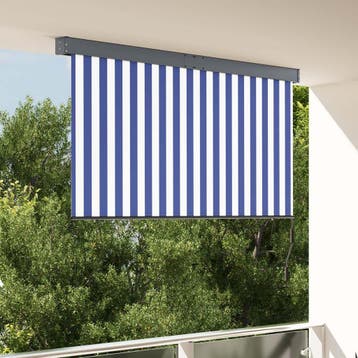 vidaXL Rolgordijn Blauw en Wit 180 x 250 cm Stof en, Verzenden, Nieuw, Blauw