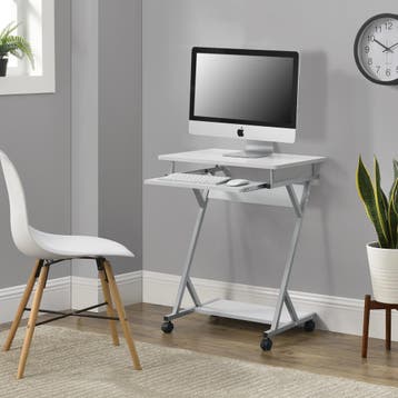 Computertafel bureau op wielen pc tafel 60x40x75 cm wit, Verzenden, Nieuw