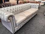 Vintage Chesterfield XXL Bank Type Brighton Zilvergrijs Leer, Ophalen, CHESTERFIELD, Leer, Zo goed als nieuw