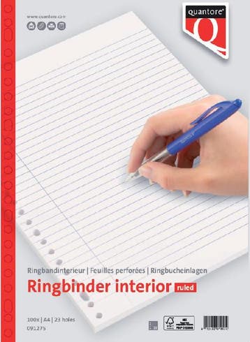 Ringbandinterieur A4 lijn 23-gaats 100 vel Quantore, Verzenden, Nieuw
