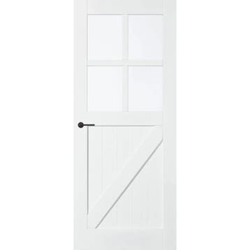 Skantrae SKS2518 Barndeur  93x231,5 (Wit, Stomp, Blankglas), Doe-het-zelf en Verbouw, Deuren en Horren, 80 tot 100 cm, 215 cm of meer