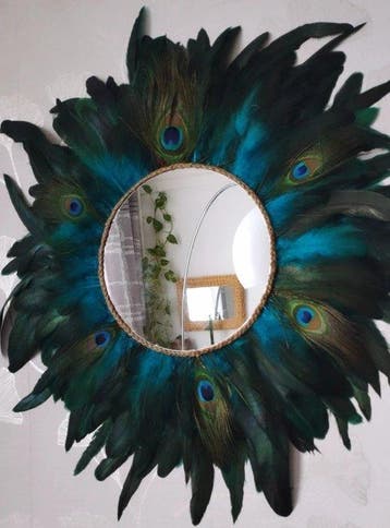 Spiegel - pluim - Spiegel jujuhat pauw 50 cm