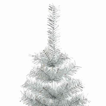 vidaXL Kunstkerstboom met standaard 210 cm PET zilverkleurig, Verzenden, Nieuw