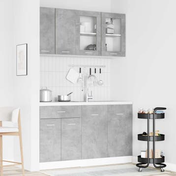 vidaXL Keuken Eenheid LYON 4 st Betongrijs Bewerkt hout, Verzenden, Nieuw, Grijs