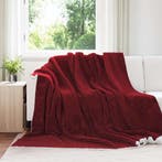 vidaXL Gooi Deken Bordeaux Rood 220 x 240 cm Fleece, Verzenden, Nieuw, Rood