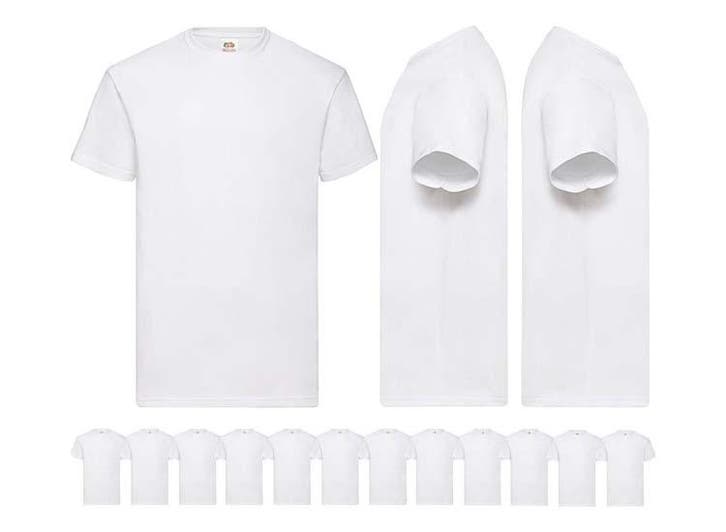 12 Witte Fruit of the Loom Heren T-shirts - Ronde hals-XL, Kleding | Heren, Overhemden, Nieuw, Verzenden