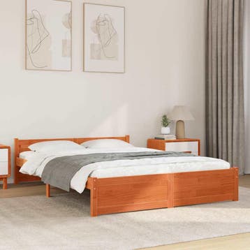 vidaXL Bedframe Wasbruin 205,5 x 165,5 x 51 cm Massief, Huis en Inrichting, Slaapkamer | Bedden, Verzenden, Nieuw, Bruin, Hout