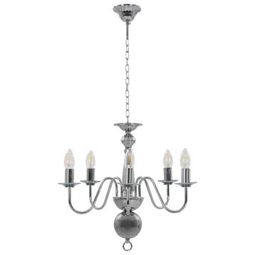 vidaXL Kroonluchter 5xE14 zilverkleurig, Huis en Inrichting, Lampen | Kroonluchters, Verzenden, Nieuw