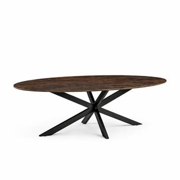 Stamtafel Jannes - 210x100 CM - Espresso Mango - Black Metal, Verzenden, Nieuw in verpakking