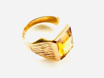 Ring - 18 karaat Geel goud - 3.46ct. tw. Citrien, Sieraden, Tassen en Uiterlijk, Ringen, Nieuw