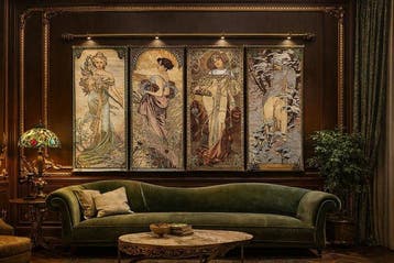 Set van 4 exclusieve wandtapijten De Seizoenen van
