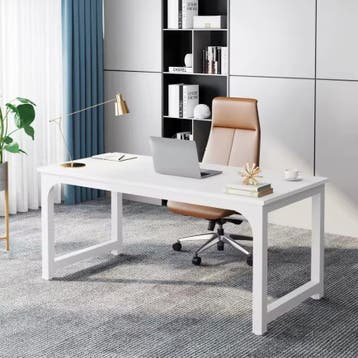 Groot Bureau Wit 160 cm – Moderne Werktafel met Stalen Frame, Huis en Inrichting, Bureaus, Verzenden, Nieuw