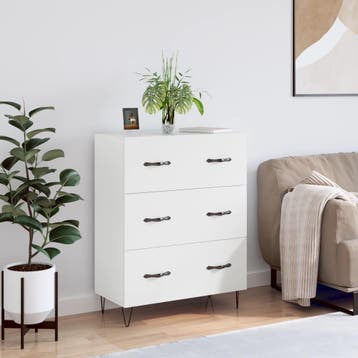 vidaXL Dressoir 69,5x34x90 cm bewerkt hout wit, Verzenden, Nieuw, 50 tot 100 cm, 25 tot 50 cm