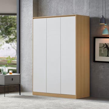 [en.casa] Kledingkast Bastheim 176x120x52 cm eiken en wit, Verzenden, Nieuw