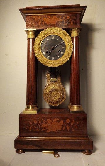 Portico klok - Hout, Brons, Messing, Tin - 1850-1900, Antiek en Kunst, Antiek | Klokken