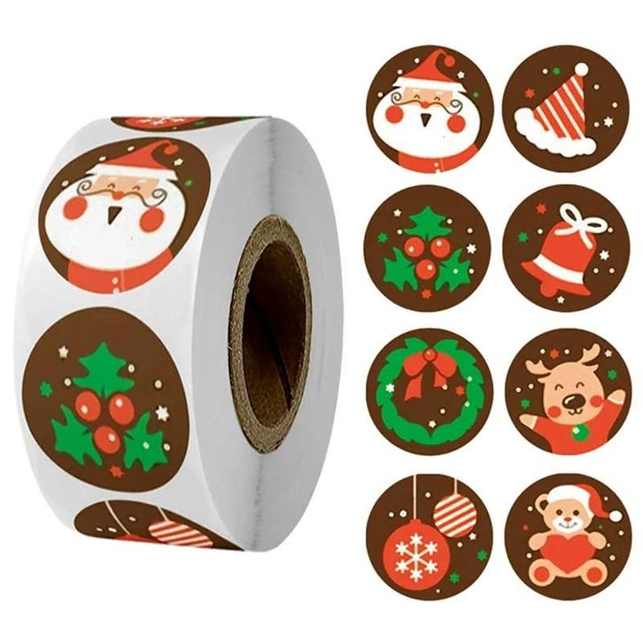 500 Kerst Stickers Op Rol - 2.5cm - Kerststickers -, Diversen, Cadeauverpakkingen, Verzenden
