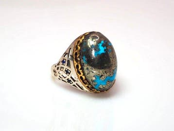 Turquoise - Zilver - Ring, Antiek en Kunst