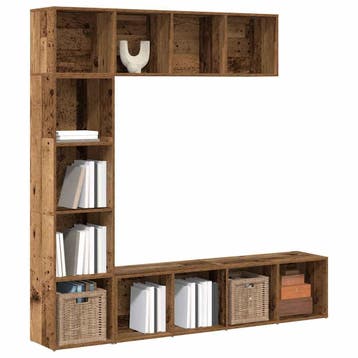 vidaXL Boekenkasten 3 st bewerkt hout oud houtkleurig, Huis en Inrichting, Kasten | Boekenkasten, Verzenden, Nieuw, Overige houtsoorten