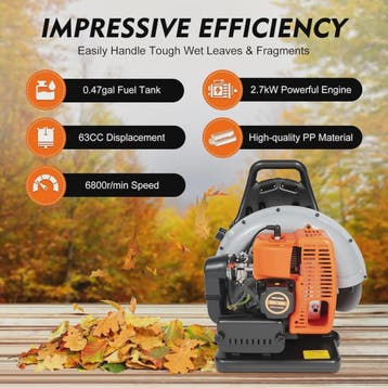 Krachtige Benzine Rugzak Bladblazer 63CC - 6800 RPM met 1.7L, Verzenden, Nieuw