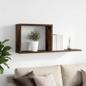 vidaXL Zwevende schappen Gerookt eiken 80 x 15 x 30 cm, Verzenden, Nieuw