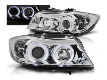 Angel Eyes koplampen Chrome geschikt voor BMW E90/E91, Auto-onderdelen, Verlichting, Verzenden, Nieuw, BMW