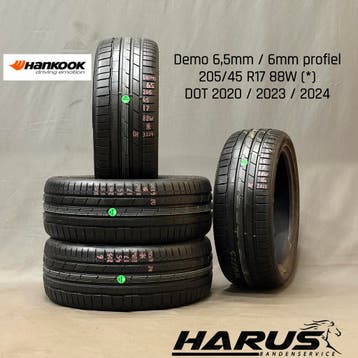 205/45/17 88W * Hankook zomerbanden demo 6,5/6mm profiel 4X, Gebruikt, 17 inch, Band(en), Personenwagen