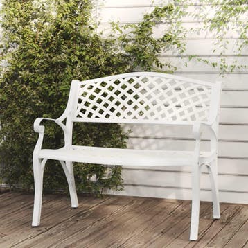 vidaXL Tuinbank 102 cm gietaluminium wit, Verzenden, Nieuw, Aluminium