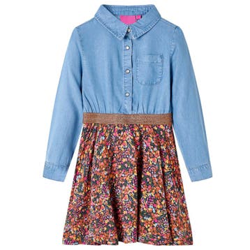vidaXL Kinderjurk met lange mouwen 116 marineblauw en, Verzenden, Nieuw