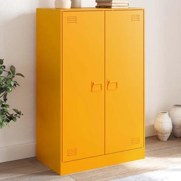 vidaXL Dressoir 67x39x107 cm staal mosterdgeel, Verzenden, Nieuw, 50 tot 100 cm, Metaal