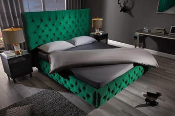 Design bedstee PARIS 180x200cm donkergroen fluweel, Ophalen of Verzenden, Nieuw