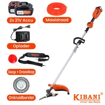 Kibani 2x Accu Bosmaaier – Kanten Maaier Met Onkruidborstels, Tuin en Terras, Bosmaaiers, Nieuw, Accu