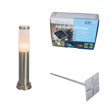 Buitenlamp paal staal 45 cm IP44 - Rox met grondpin en, Verzenden, Nieuw