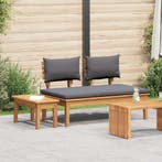 vidaXL Tuinbank en Tafel Set 2 pcs Grijs en Bruin Massief, Verzenden, Nieuw, 2 zitplaatsen