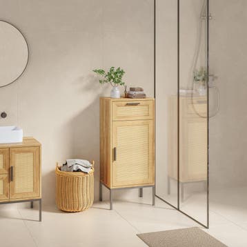 Badkamerkast Marhasa 92x40x30 cm Eikenlook/Zwart [en.casa], Verzenden, Nieuw