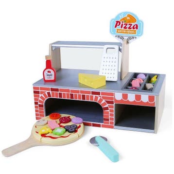 Ecotoys 34-delige houten pizzaria speelgoed set inclusief, Ophalen of Verzenden, Nieuw