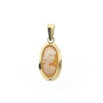 Vintage gouden hanger met camee (Hanger of bedel), Ophalen of Verzenden, Gebruikt, Goud, Overige merken
