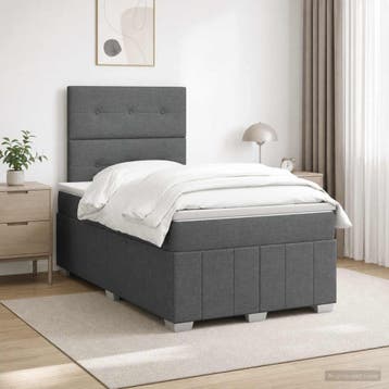 vidaXL Boxspringbed met matras Donkergrijs 120 x 190 cm Stof, Verzenden, Nieuw, Twijfelaar
