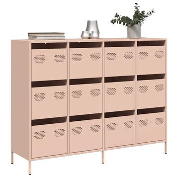 vidaXL Dressoir 135x39x103,5 cm koudgewalst staal roze, Verzenden, Nieuw, Metaal